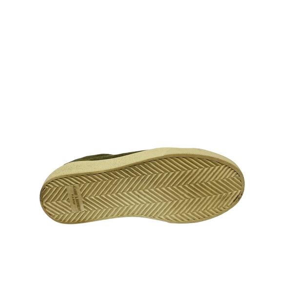 SAINT LAURENT Olive Distressed Canvas Court Logo Embroidered SL/06 Sneakers 36.5 - Picture 9 of 12